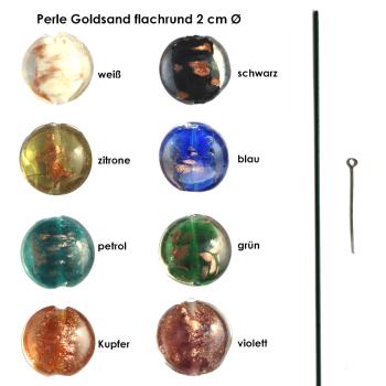 P155 Zubehör-Set "Lampwork-Perle Goldsand" flachrund 2 cm Ø